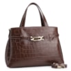 Bolsa Tote Bridão Couro Croco Marrom - imagem 2