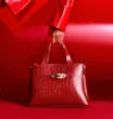 Bolsa Tote Bridão Couro Croco Vermelho - imagem 2