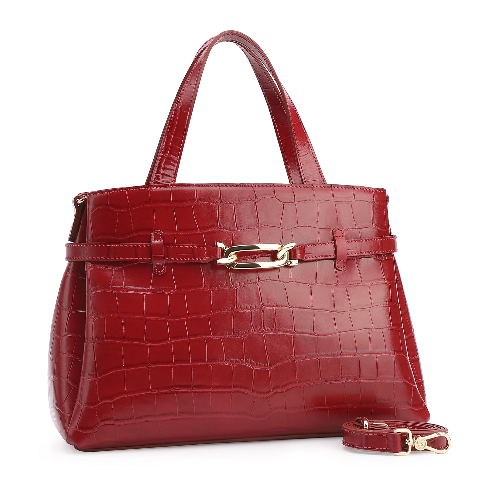Bolsa Tote Bridão Couro Croco Vermelho
