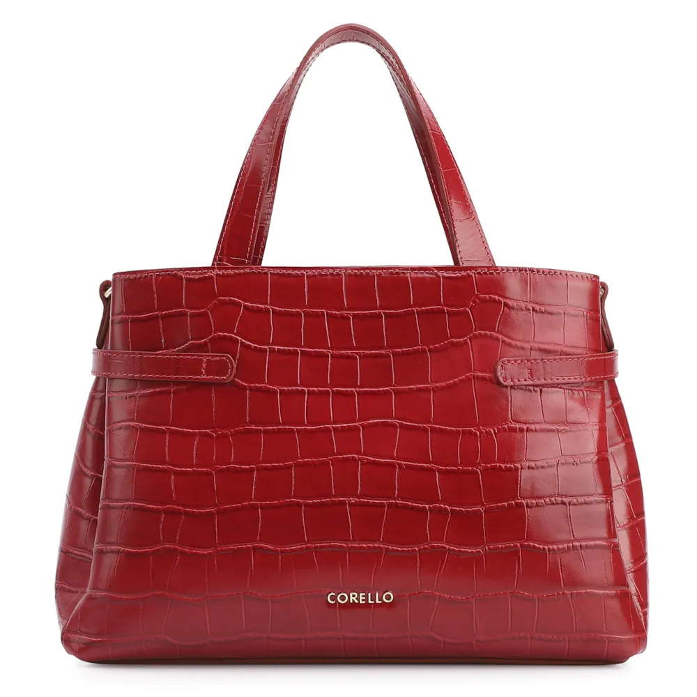 Bolsa Tote Bridão Couro Croco Vermelho - imagem 4