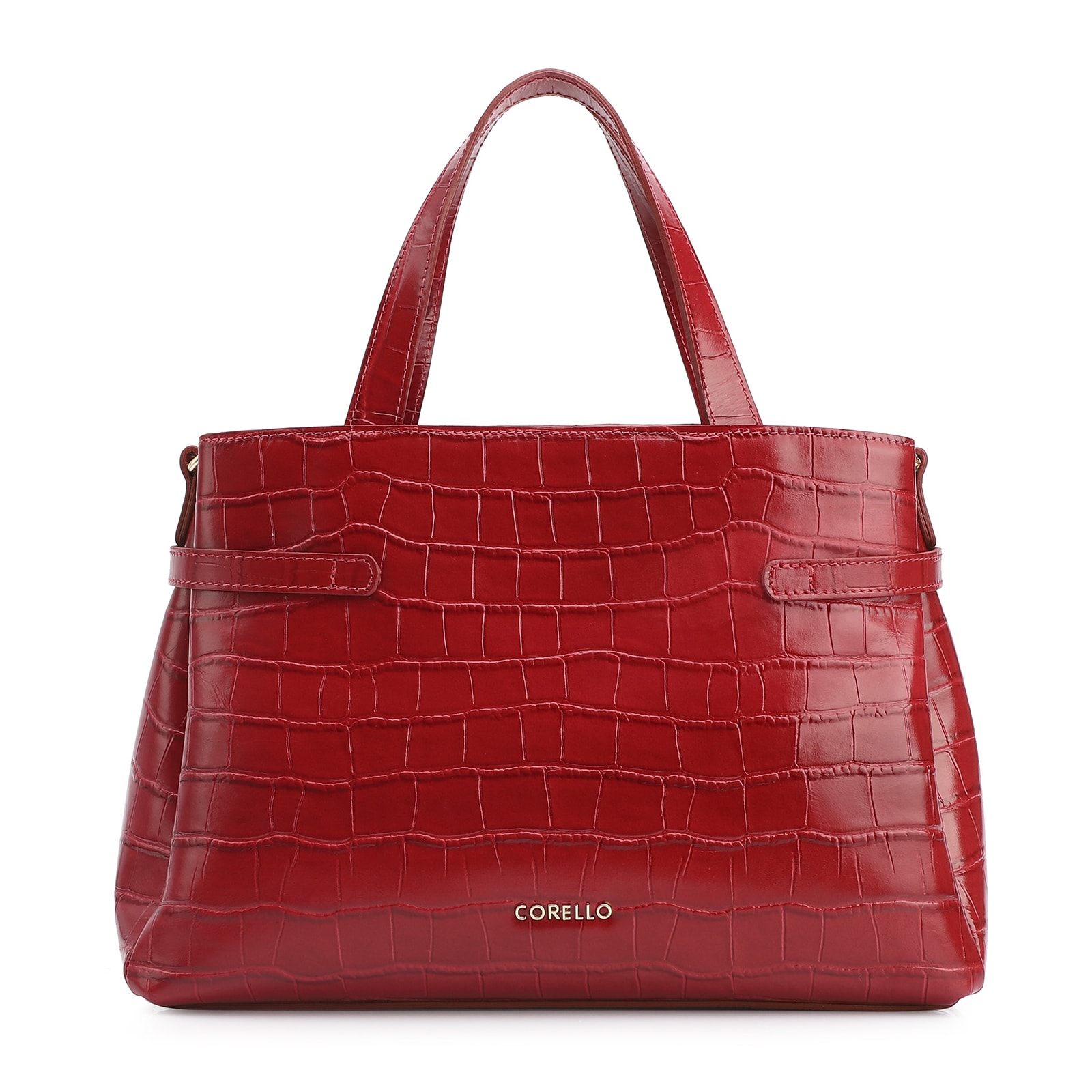Bolsa Tote Bridão Couro Croco Vermelho