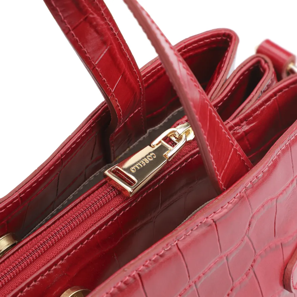 Bolsa Tote Bridão Couro Croco Vermelho - imagem 6