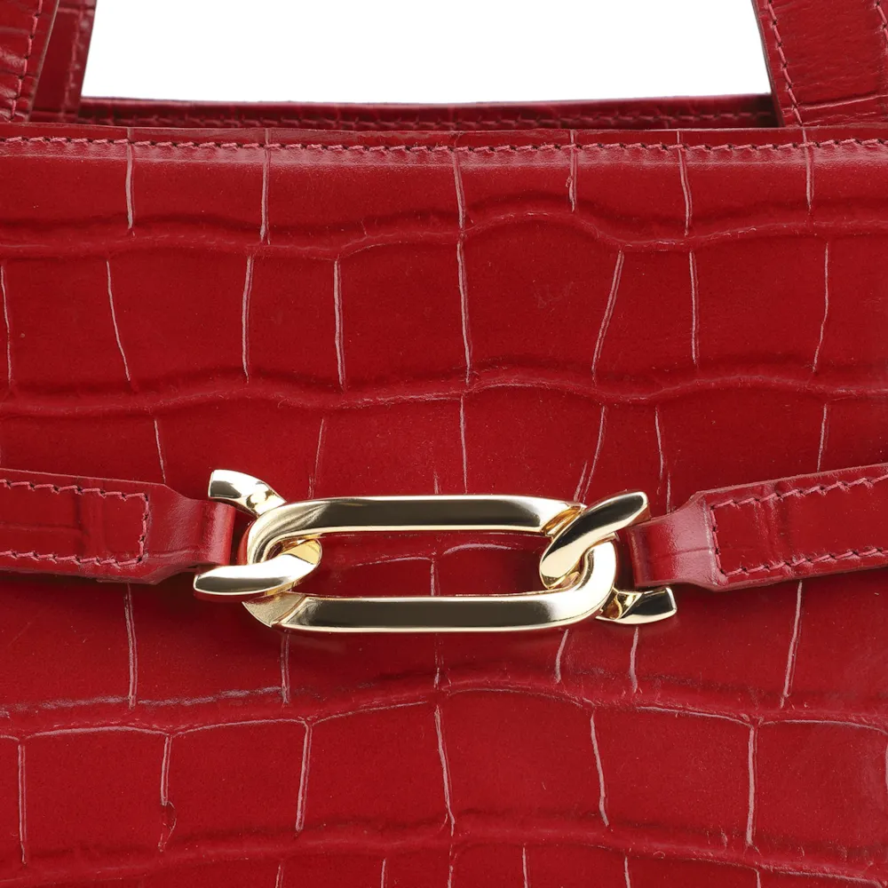 Bolsa Tote Bridão Couro Croco Vermelho - imagem 8