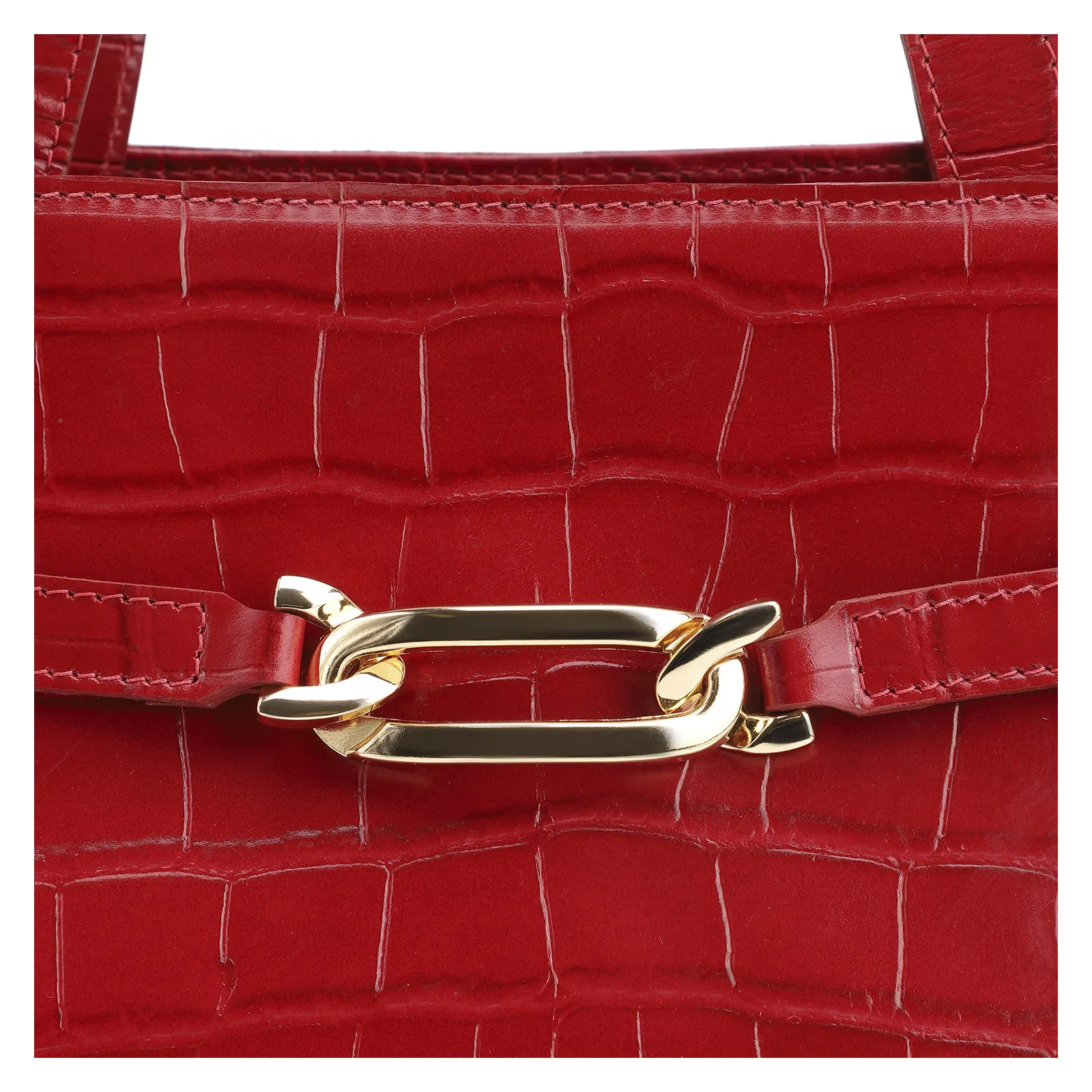 Bolsa Tote Bridão Couro Croco Vermelho