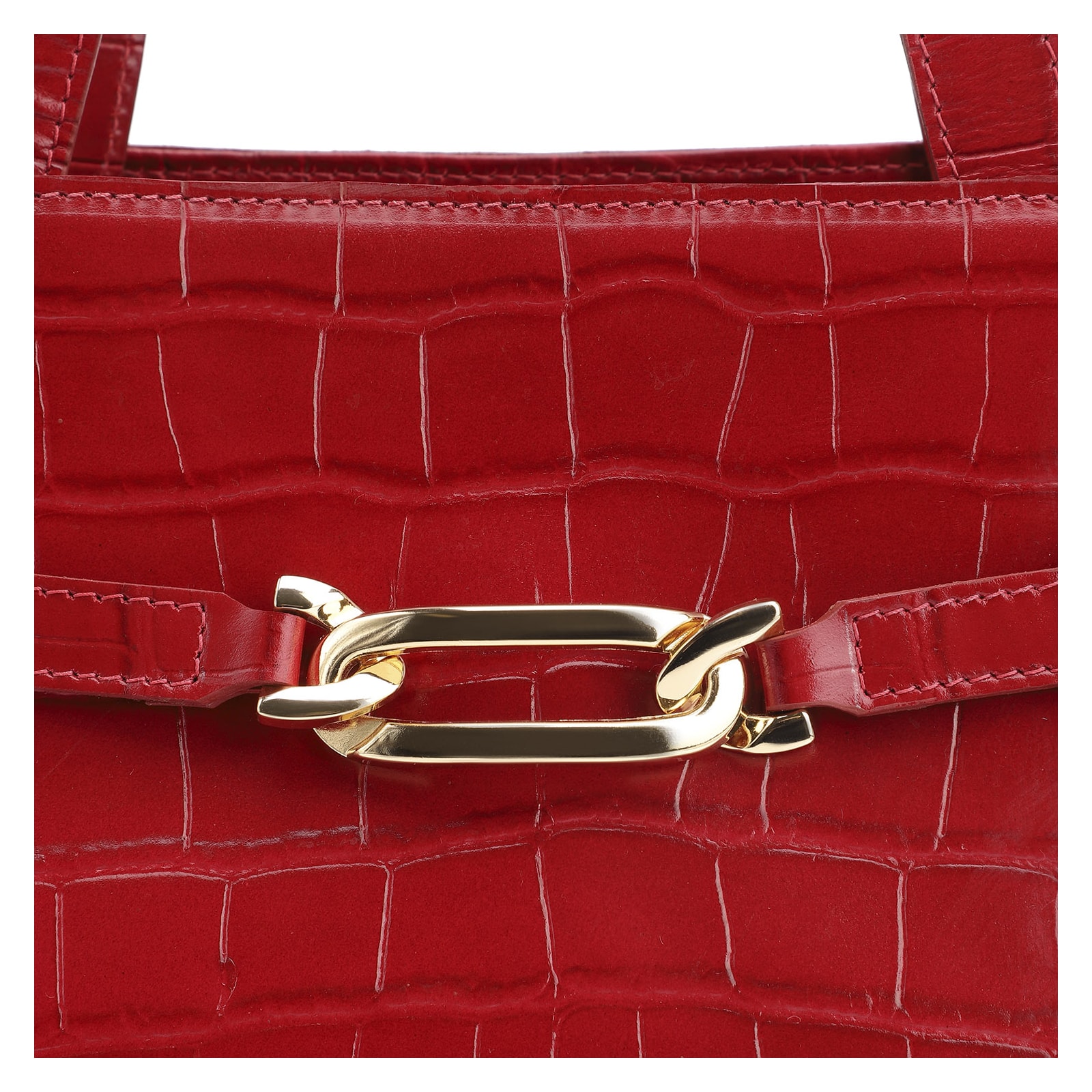 Bolsa Tote Bridão Couro Croco Vermelho