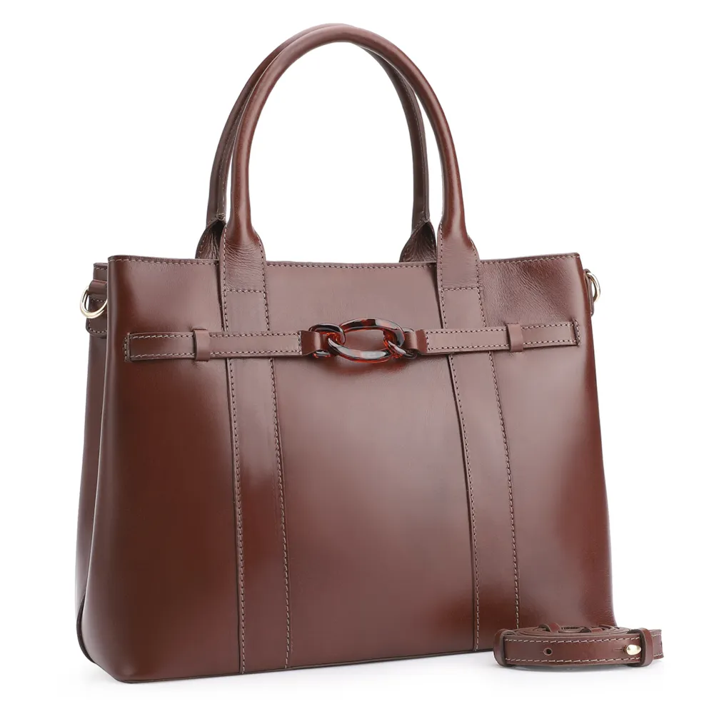 Bolsa Tote Bridão Couro Marrom - imagem 3