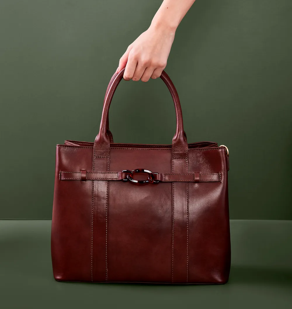 Bolsa Tote Bridão Couro Marrom - imagem 2