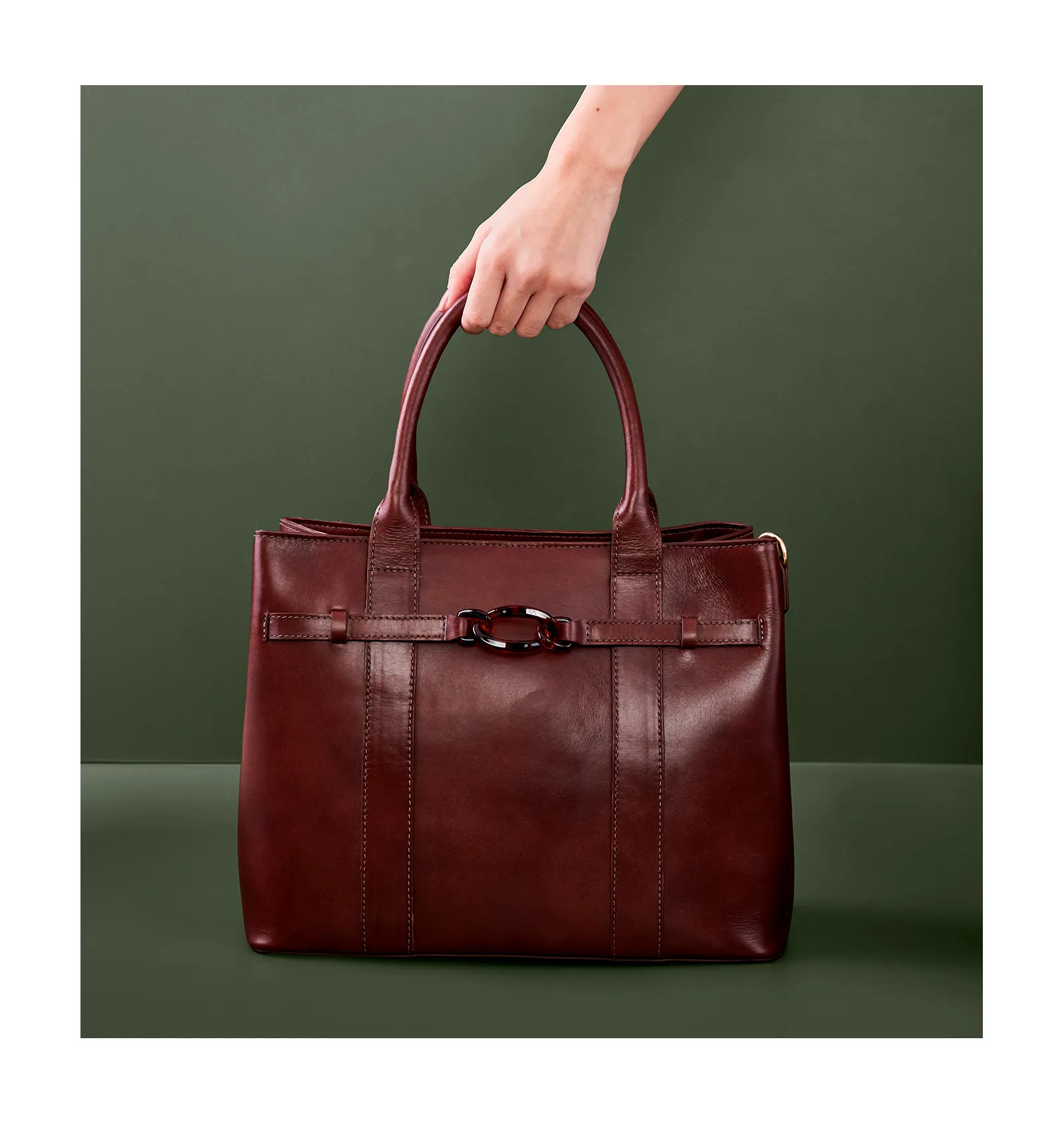 Bolsa Tote Bridão Couro Marrom