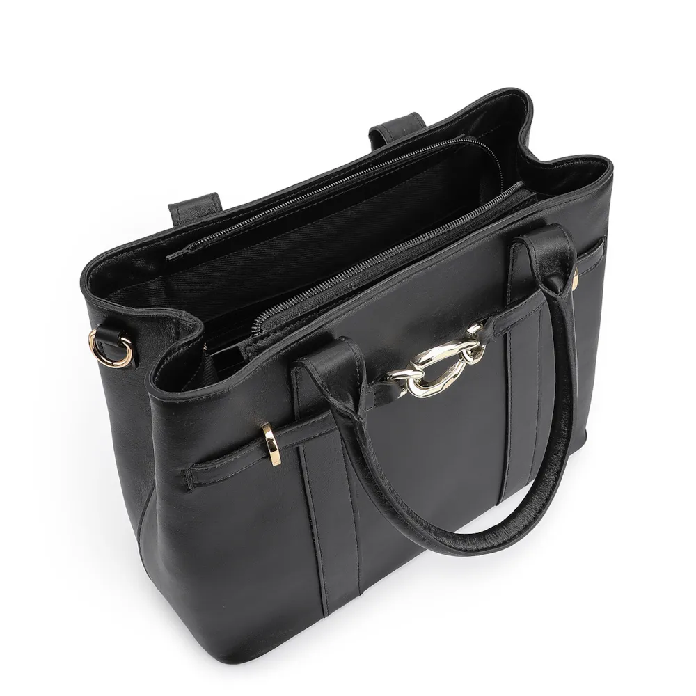 Bolsa Tote Bridão Couro Preto - imagem 4