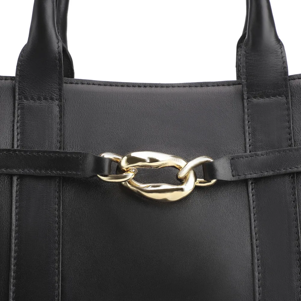 Bolsa Tote Bridão Couro Preto - imagem 6
