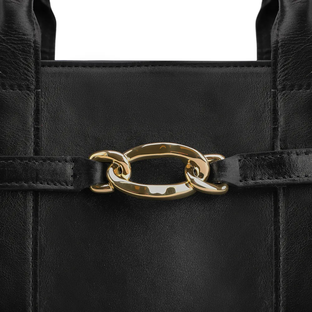 Bolsa Tote Bridão Couro Preto - imagem 7