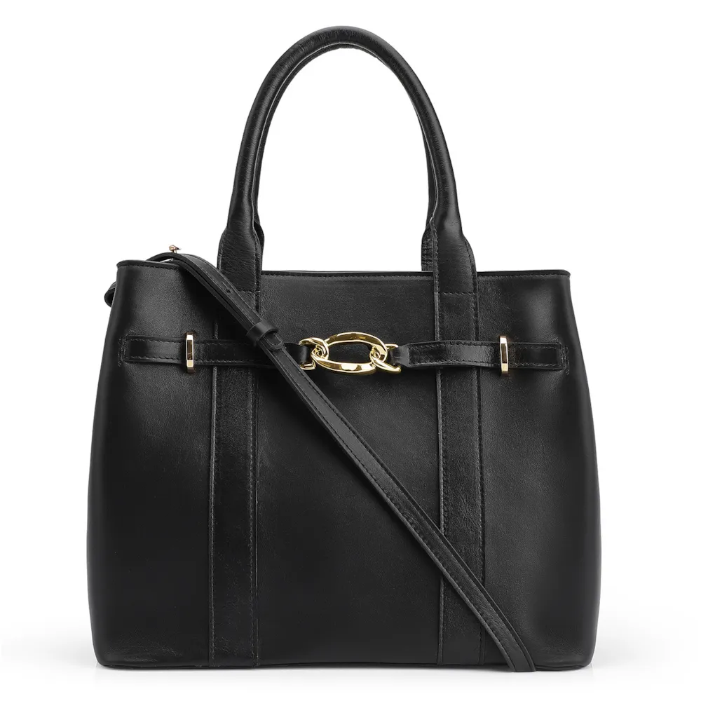 Bolsa Tote Bridão Couro Preto