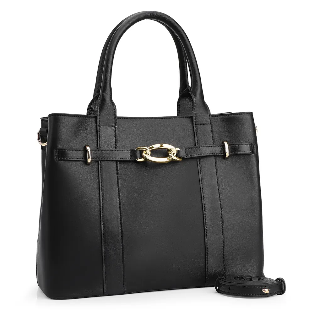 Bolsa Tote Bridão Couro Preto - imagem 2