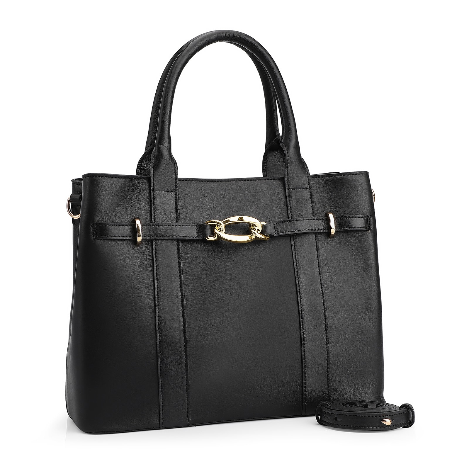Bolsa Tote Bridão Couro Preto