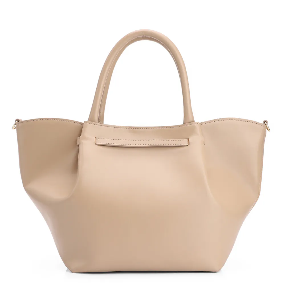 Bolsa Tote Cadeado Couro Camurça/Couro Bege - imagem 4