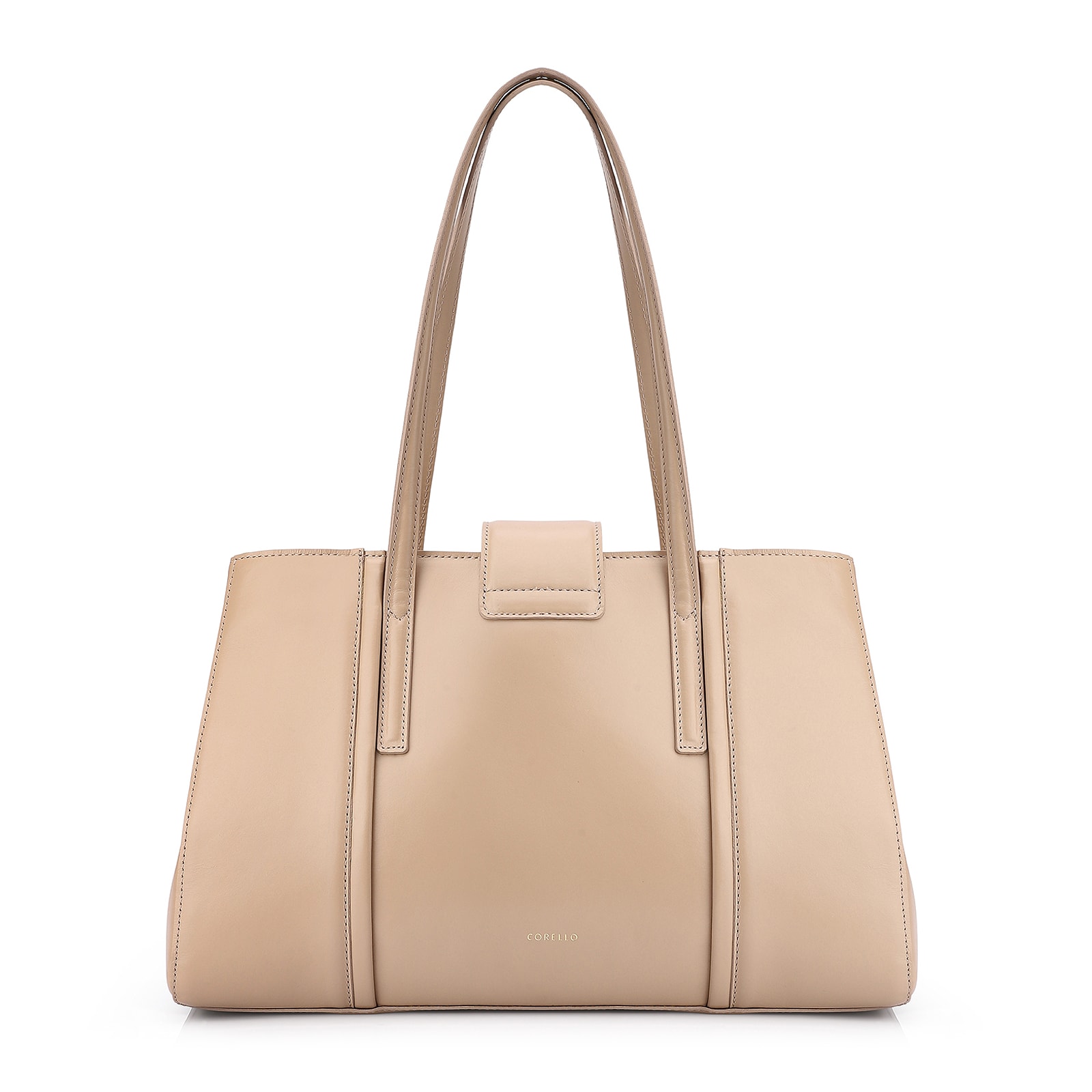 Bolsa Tote Cadeado Couro Camurça/Couro Bege