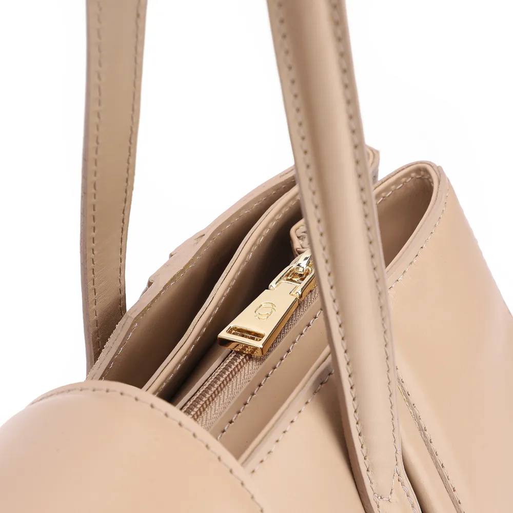 Bolsa Tote Cadeado Couro Camurça/Couro Bege - imagem 5