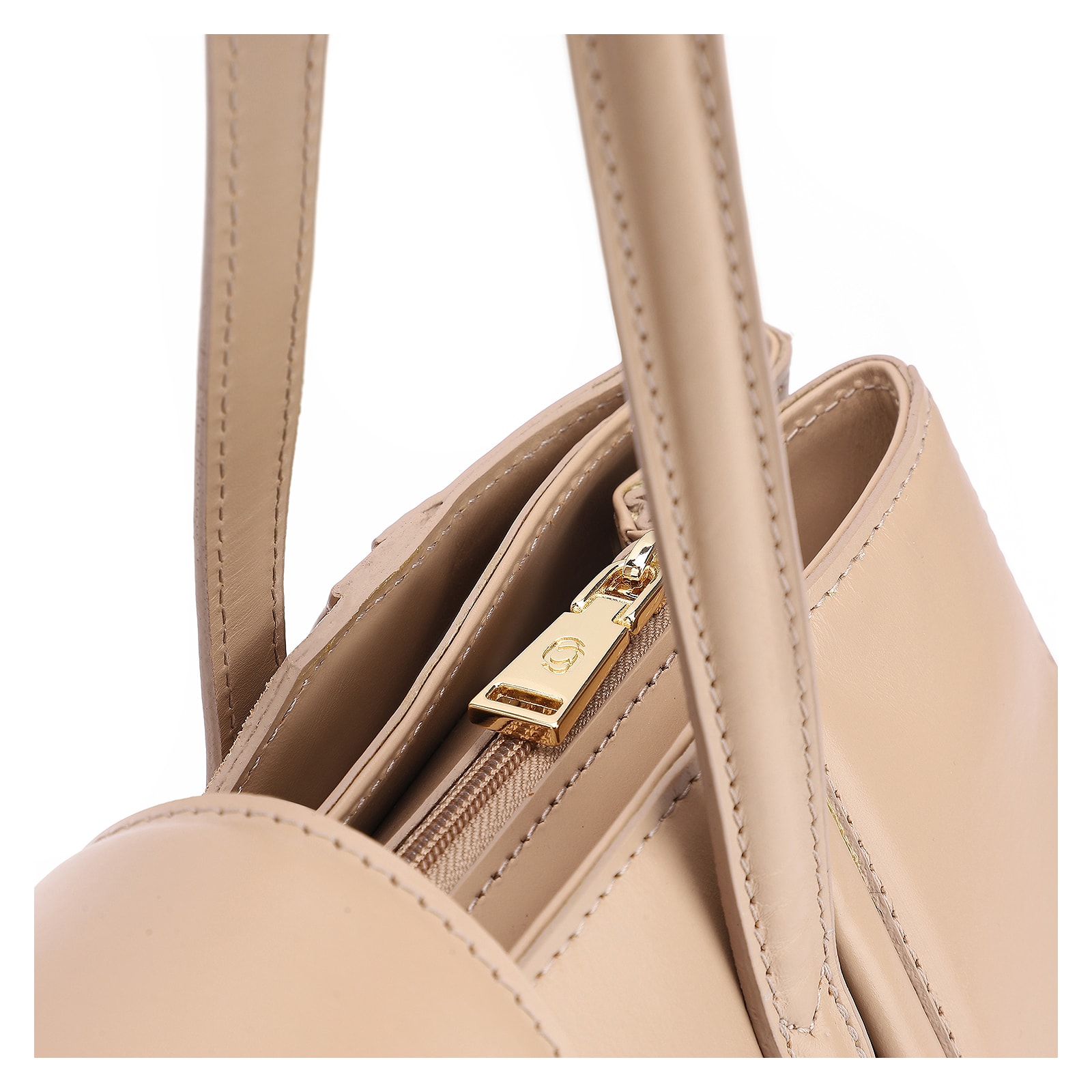 Bolsa Tote Cadeado Couro Camurça/Couro Bege