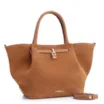 Bolsa Tote Cadeado Couro Camurça/Couro Marrom Claro - imagem 3