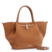 Bolsa Tote Cadeado Couro Camurça/Couro Marrom Claro - imagem 3