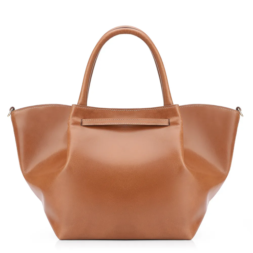 Bolsa Tote Cadeado Couro Camurça/Couro Marrom Claro - imagem 4