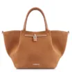 Bolsa Tote Cadeado Couro Camurça/Couro Marrom Claro - imagem 1