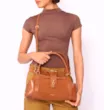 Bolsa Tote Cadeado Couro Camurça/Couro Marrom Claro - imagem 10