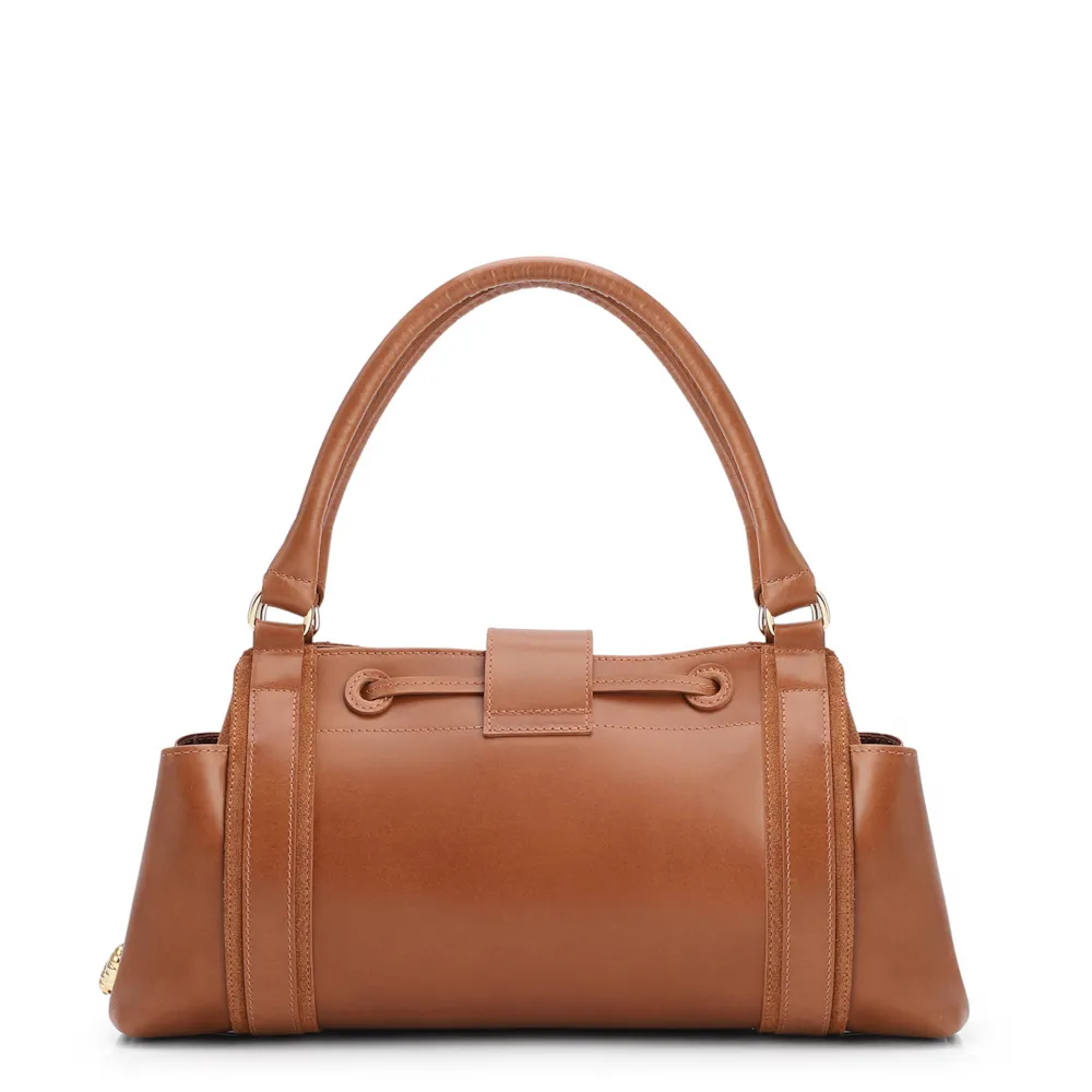 Bolsa Tote Cadeado Couro Camurça/Couro Marrom Claro - imagem 4