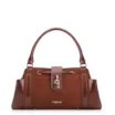 Bolsa Tote Cadeado Couro Camurça/Couro Marrom Escuro - imagem 1