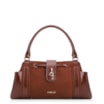 Bolsa Tote Cadeado Couro Camurça/Couro Marrom Escuro - imagem 1