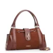 Bolsa Tote Cadeado Couro Camurça/Couro Marrom Escuro - imagem 3