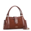 Bolsa Tote Cadeado Couro Camurça/Couro Marrom Escuro - imagem 3