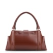 Bolsa Tote Cadeado Couro Camurça/Couro Marrom Escuro - imagem 4