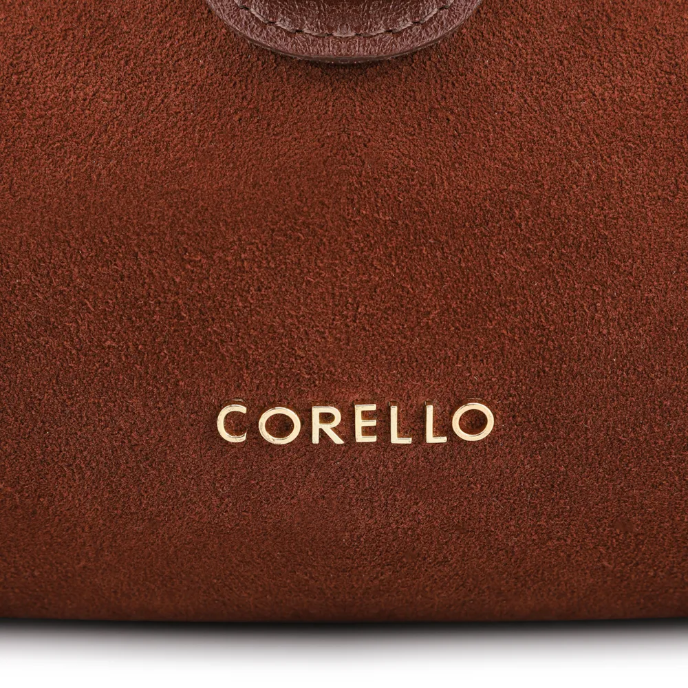 Bolsa Tote Cadeado Couro Camurça/Couro Marrom Escuro - imagem 7