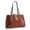 Bolsa Tote Cadeado Couro Camurça/Couro Marrom Escuro - imagem 3
