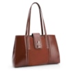 Bolsa Tote Cadeado Couro Camurça/Couro Marrom Escuro - imagem 3