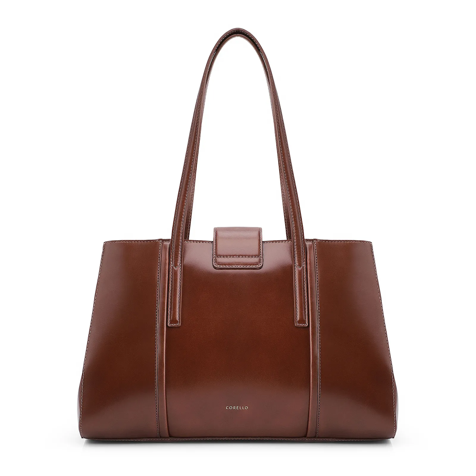 Bolsa Tote Cadeado Couro Camurça/Couro Marrom Escuro