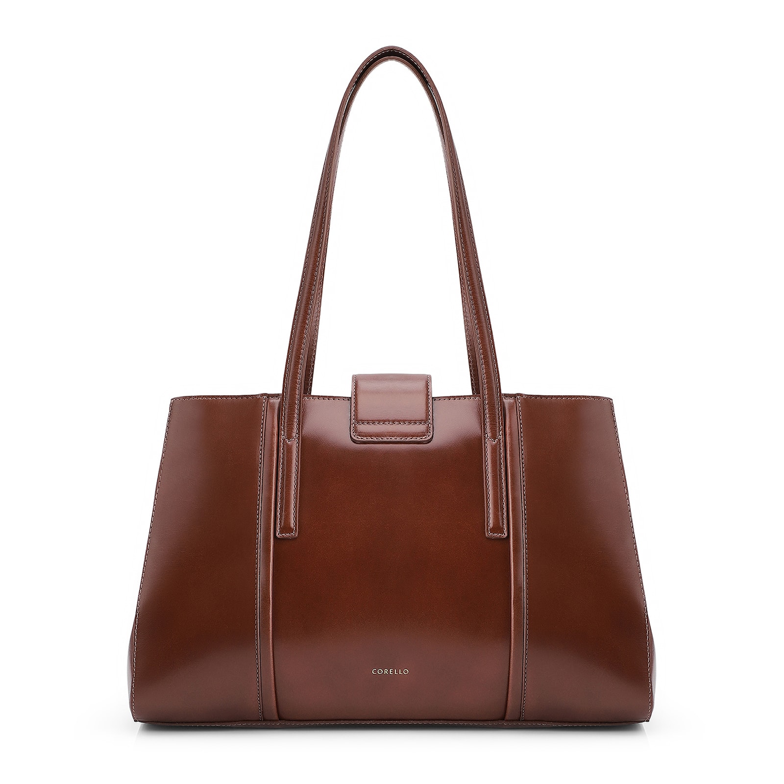Bolsa Tote Cadeado Couro Camurça/Couro Marrom Escuro