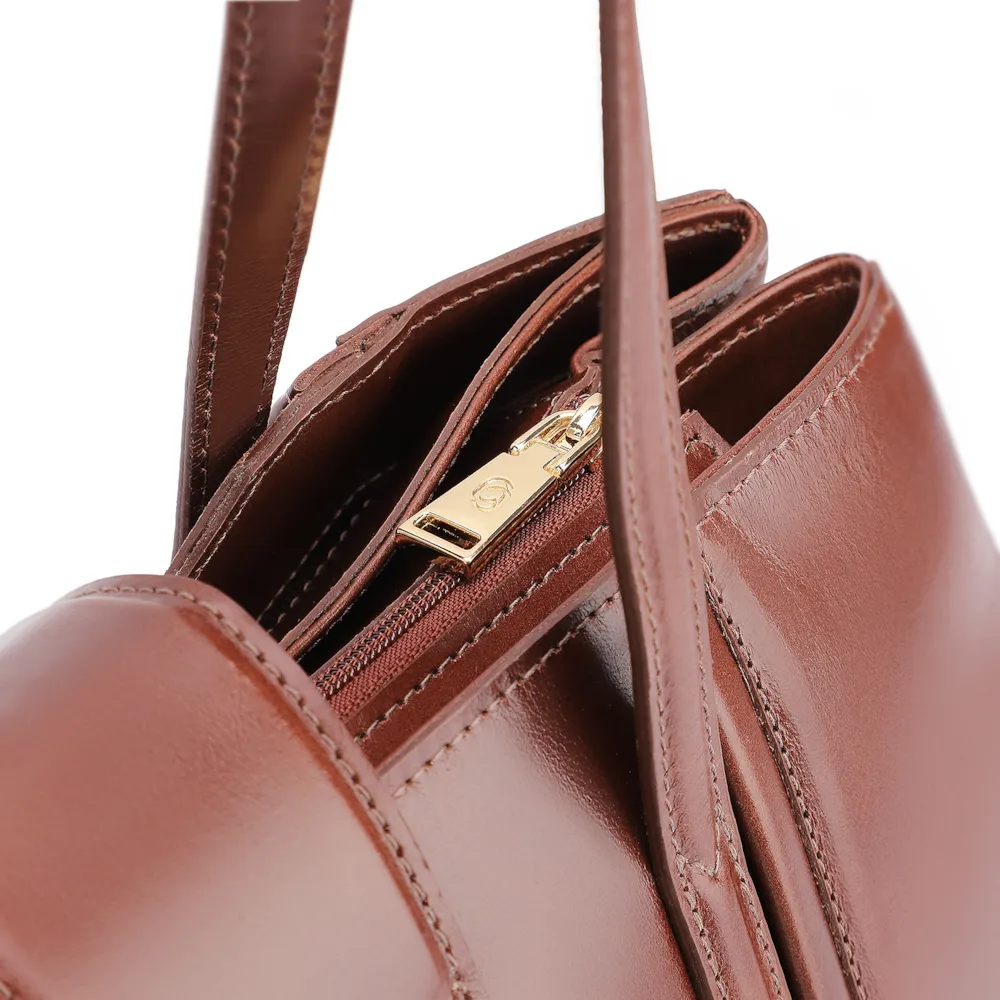 Bolsa Tote Cadeado Couro Camurça/Couro Marrom Escuro - imagem 6