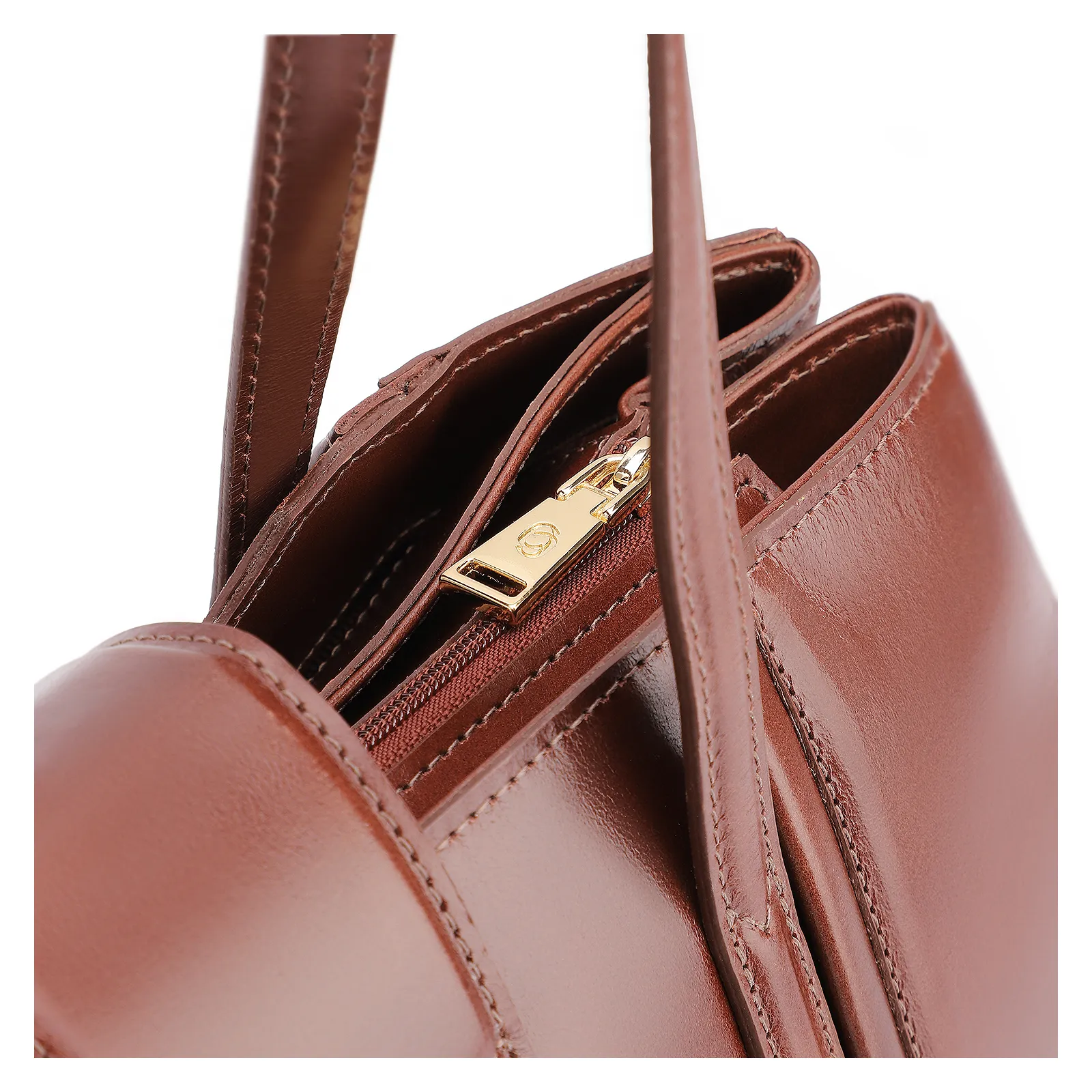 Bolsa Tote Cadeado Couro Camurça/Couro Marrom Escuro