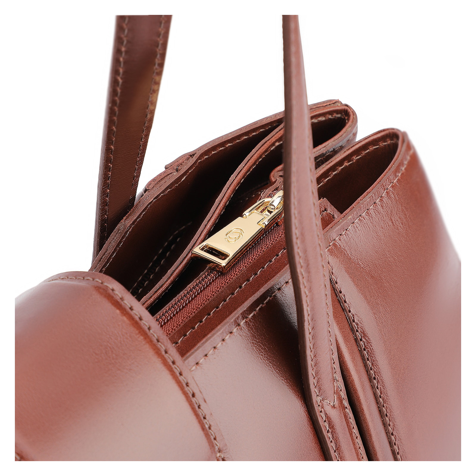 Bolsa Tote Cadeado Couro Camurça/Couro Marrom Escuro