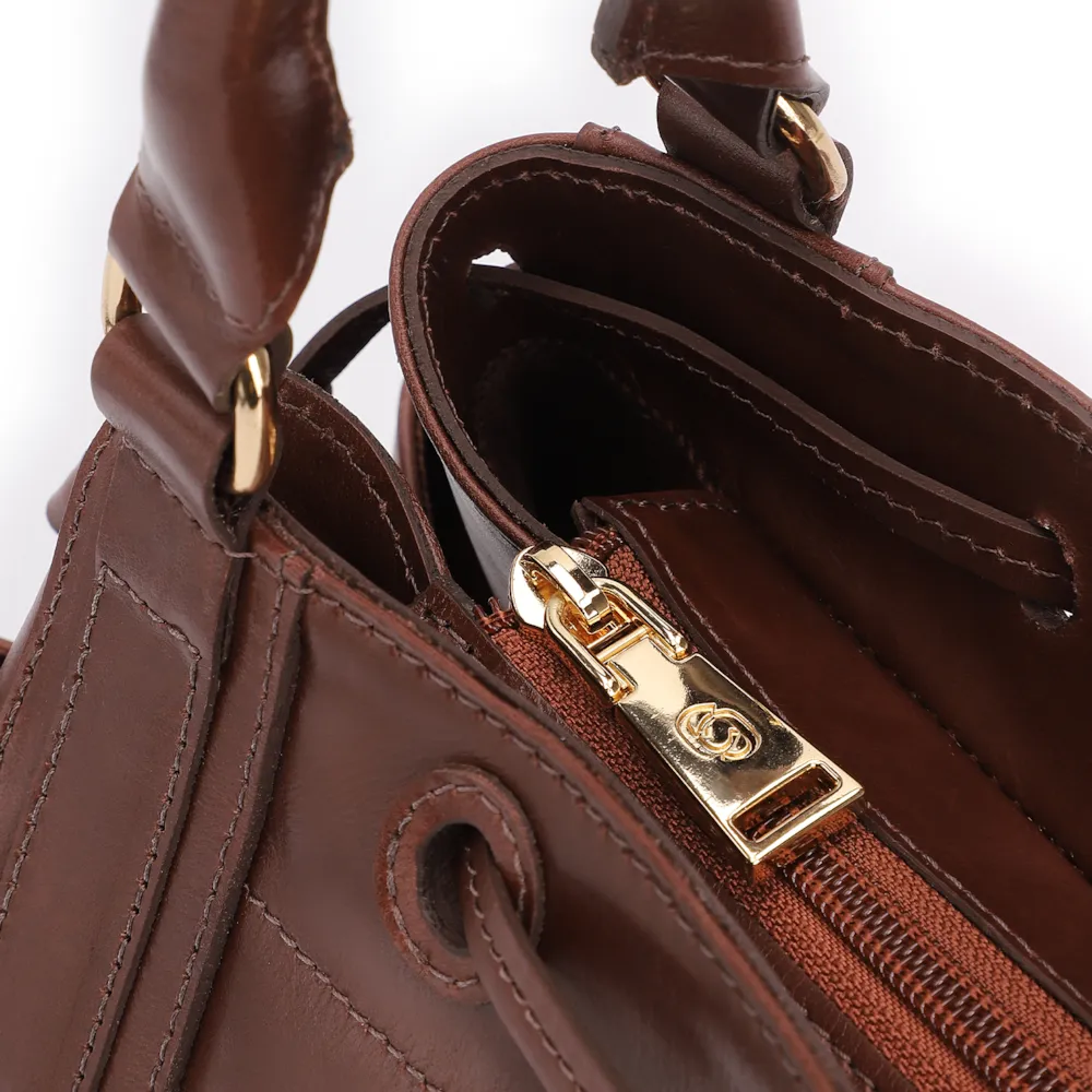 Bolsa Tote Cadeado Couro Marrom - imagem 5