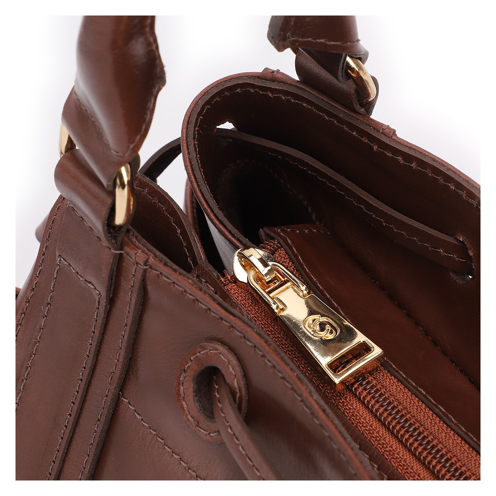 Bolsa Tote Cadeado Couro Marrom