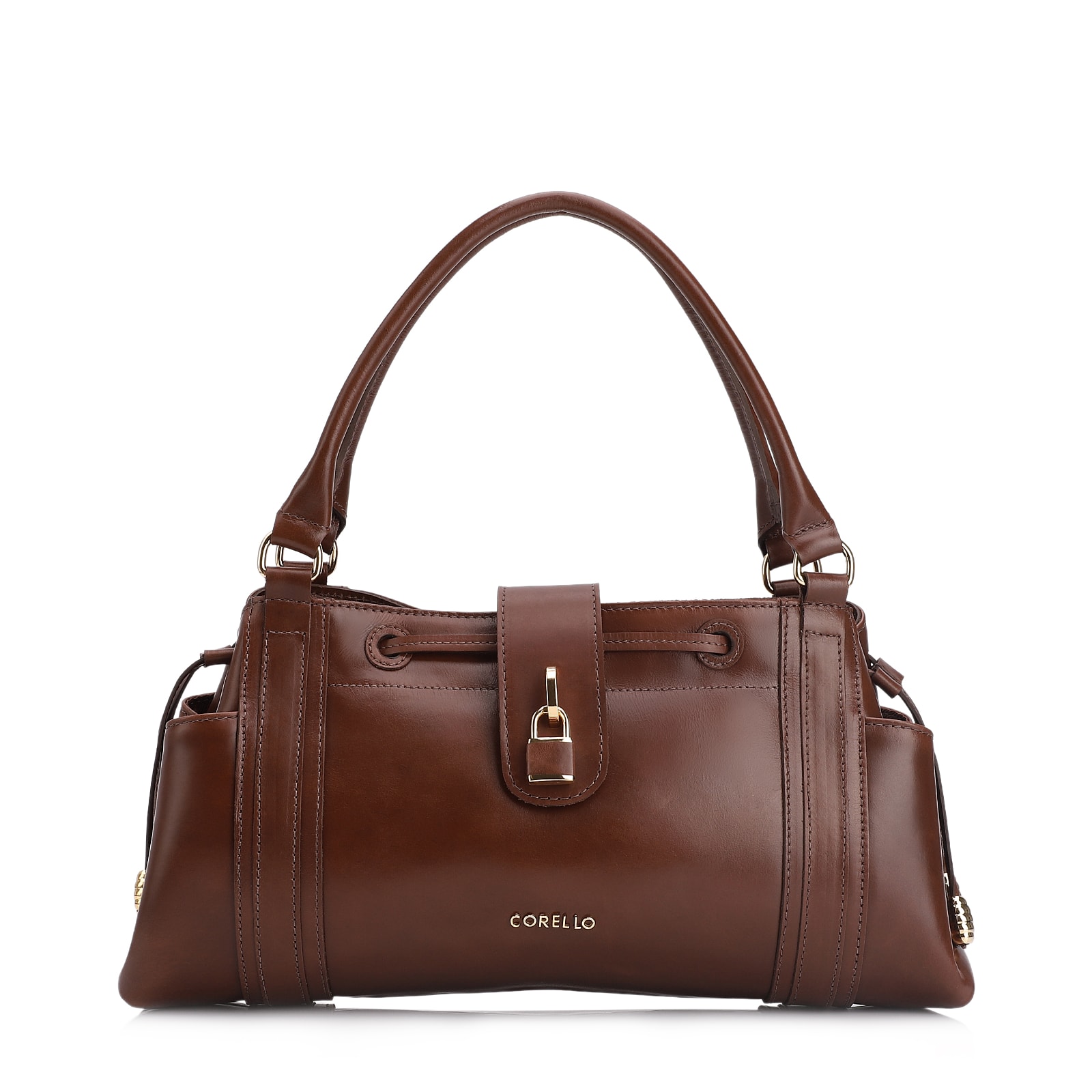 Bolsa Tote Cadeado Couro Marrom