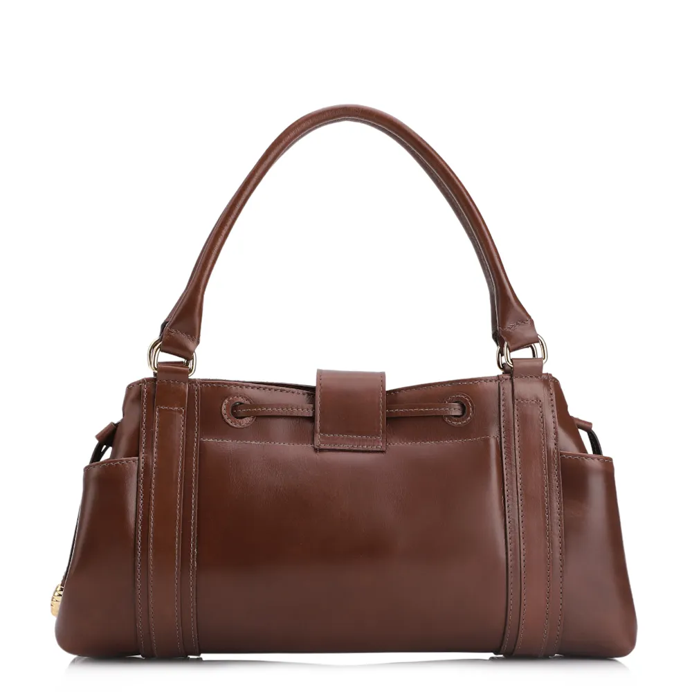 Bolsa Tote Cadeado Couro Marrom - imagem 3