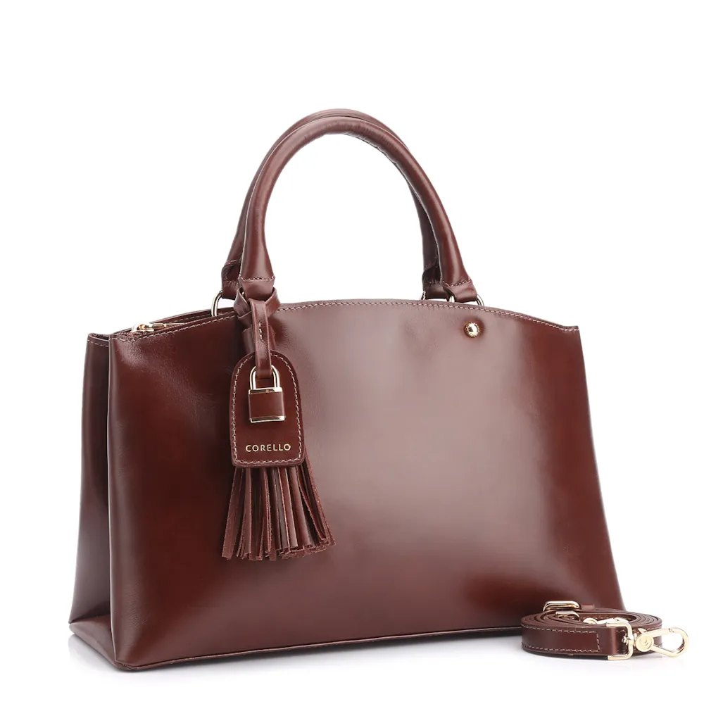 Bolsa Tote Cadeado Couro Marrom - imagem 3