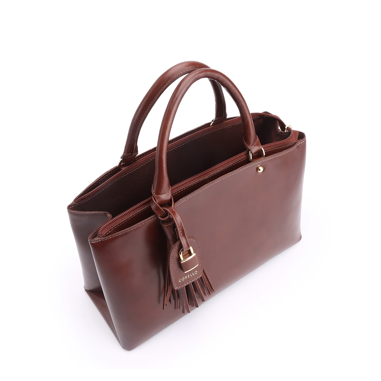 Bolsa Tote Cadeado Couro Marrom