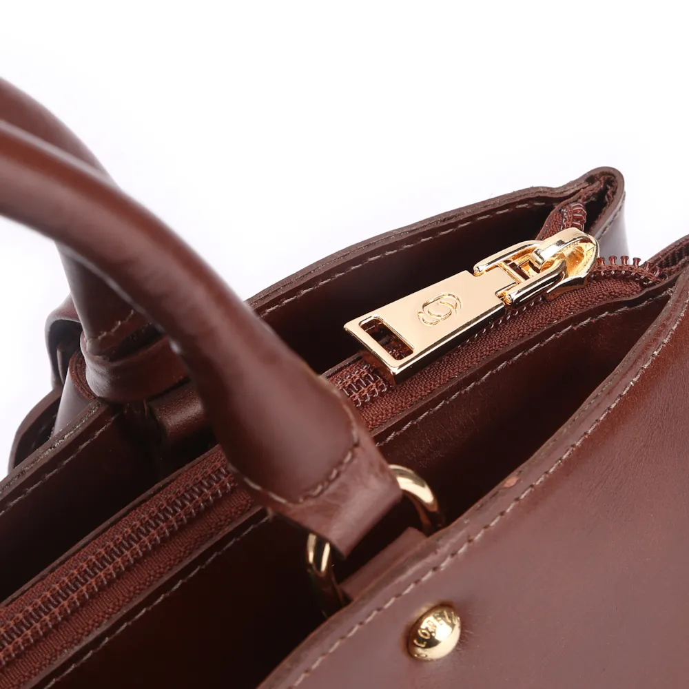 Bolsa Tote Cadeado Couro Marrom - imagem 6