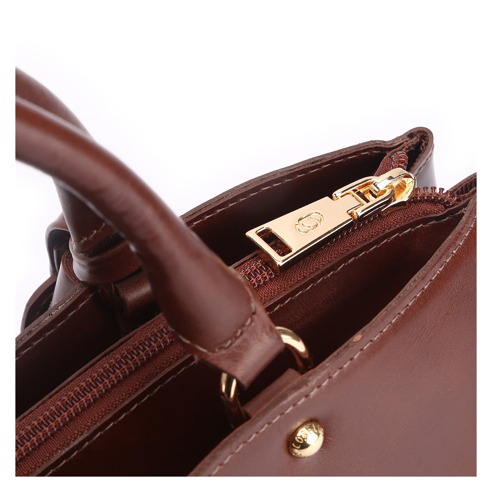Bolsa Tote Cadeado Couro Marrom