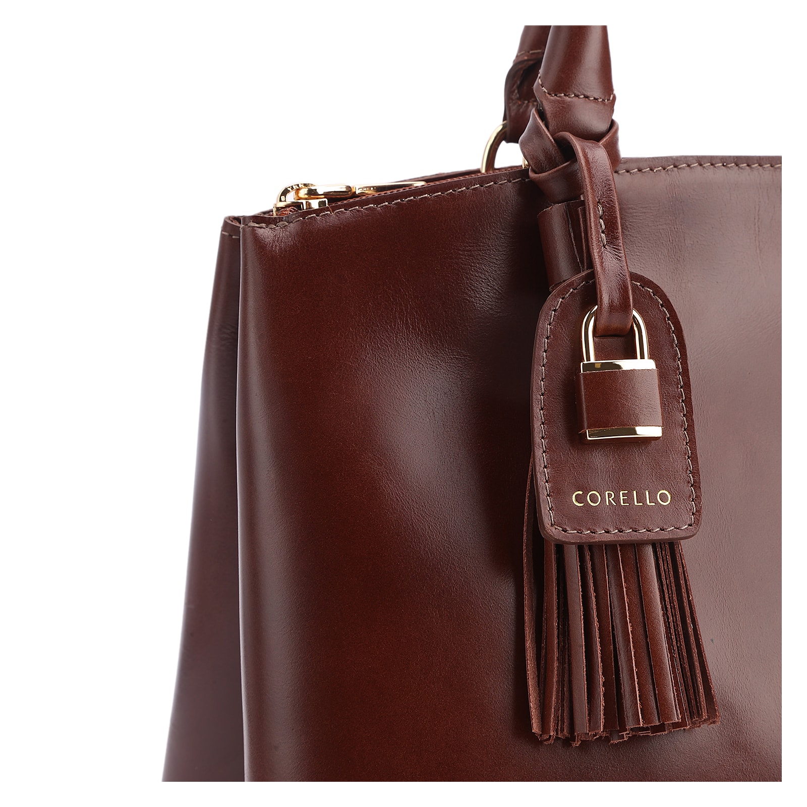 Bolsa Tote Cadeado Couro Marrom
